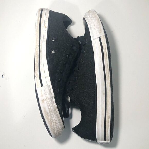 CONVERSE Sneaker Women's Size 8 Black All Star Low Top Brush-Off Leather Toecap - Picture 8 of 10